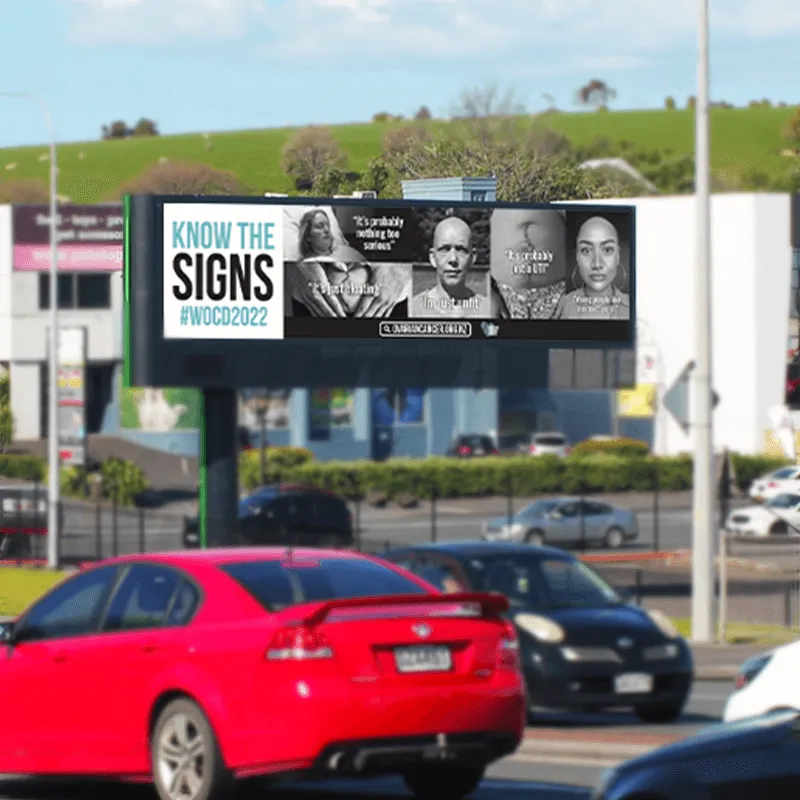 Ovarian cancer symptoms awareness billboard